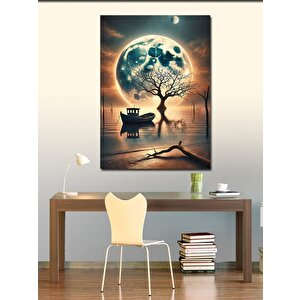 Kanvas Tablo Ay Manzarası Ve Ağaç 70x100 cm