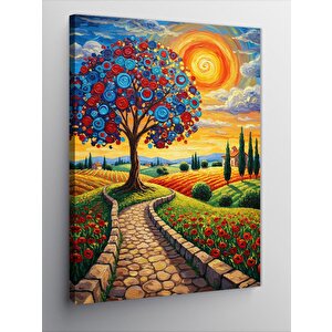 Kanvas Tablo Renkli Ağaç Yolu 100x140 cm