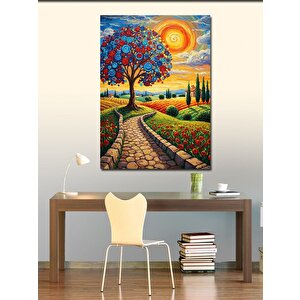 Kanvas Tablo Renkli Ağaç Yolu 100x140 cm