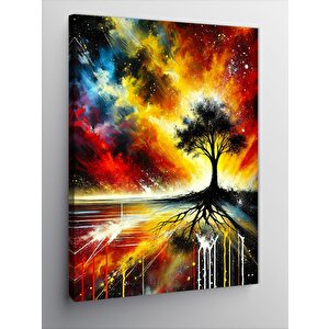 Kanvas Tablo Renkli Ağaç Ve Gökyüzü 100x140 cm