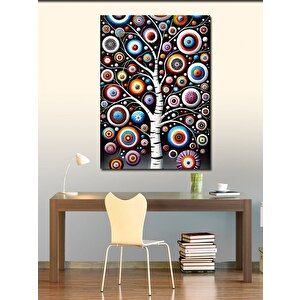 Kanvas Tablo Soyut Renkli Ağaç Tasarımı 100x140 cm