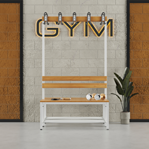 Ayakkabılıklı 4 Ayaklı Çift Taraflı Bank,  Kanca Şeritli Bank, 10 Kanca, 100x85x170 Cm, Spor Bankı