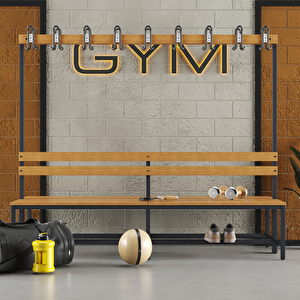 Ayakkabılıklı 6 Ayaklı Çift Taraflı Bank, 18 Kanca, 200x85x170 Cm, Spor Bankı