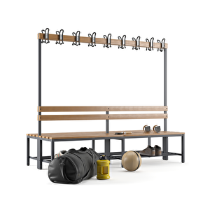 Ayakkabılıklı 6 Ayaklı Çift Taraflı Bank, 18 Kanca, 200x85x170 Cm, Spor Bankı