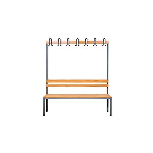 Ayakkabılıksız 4 Ayaklı Tek Taraflı Bank, 7 Adet Kanca, 150x43x170 Cm, Vestiyer Bankı, Spor Bankı