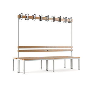 Ayakkabılıksız 6 Ayaklı Çift Taraflı Bank,  Kanca Şeritli Bank, 18 Kanca, 200x85x170 Cm, Spor Bankı