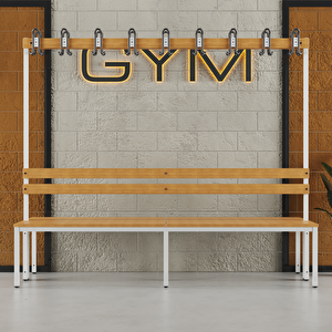 Ayakkabılıksız 6 Ayaklı Çift Taraflı Bank,  Kanca Şeritli Bank, 18 Kanca, 200x85x170 Cm, Spor Bankı