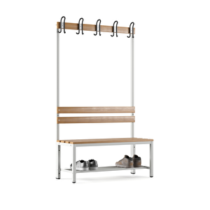 Ayakkabılıklı 4 Ayaklı Tek Taraflı Bank,  Kanca Şeritli Bank, 5 Kanca, 100x43x170 Cm, Spor Bankı