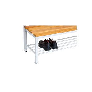 Ayakkabılıklı 4 Ayaklı Tek Taraflı Bank,  Kanca Şeritli Bank, 5 Kanca, 100x43x170 Cm, Spor Bankı