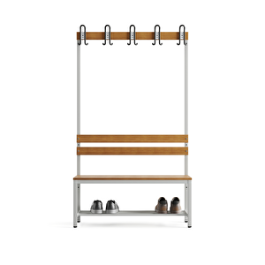 Ayakkabılıklı 4 Ayaklı Tek Taraflı Bank,  Kanca Şeritli Bank, 5 Kanca, 100x43x170 Cm, Spor Bankı