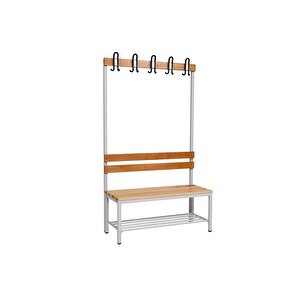 Ayakkabılıklı 4 Ayaklı Tek Taraflı Bank,  Kanca Şeritli Bank, 5 Kanca, 100x43x170 Cm, Spor Bankı