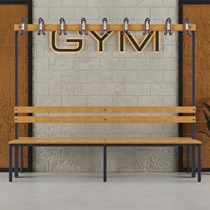 Ayakkabılıksız 6 Ayaklı Çift Taraflı Bank, 18 Kanca, 200x85x170 Cm, Spor Bankı