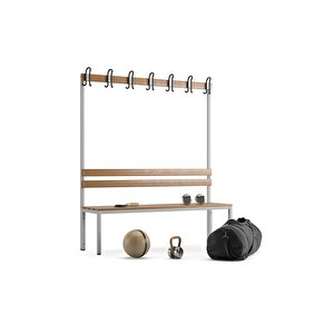 Ayakkabılıksız 4 Ayaklı Tek Taraflı Bank,  Kanca Şeritli Bank, 7 Kanca, 150x43x170 Cm, Spor Bankı