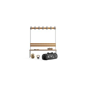 Ayakkabılıksız 4 Ayaklı Tek Taraflı Bank,  Kanca Şeritli Bank, 7 Kanca, 150x43x170 Cm, Spor Bankı