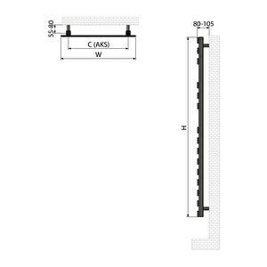 750x500mm Paslanmaz Çelik Troya Night Black Siyah Havlupan