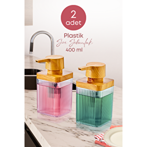 2 Adet Akrilik Sıvı Sabunluk Mutfak Banyo Sabunluk Seti- 400 Ml Cam Deği̇ldi̇r- Şeffaf