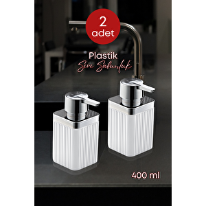 2 Adet Akrilik Sıvı Sabunluk Mutfak Banyo Sabunluk Seti-beyaz- 400 Ml Cam Deği̇ldi̇r