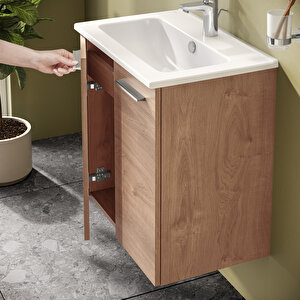 VitrA Ardea 69566 Banyo Dolabı Seti, Kapaklı, 60 cm, Altın Meşe