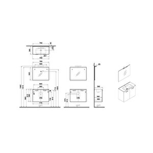 Ardea 69560 Banyo Dolabı Seti, Kapaklı, 80 cm, Parlak Antrasit