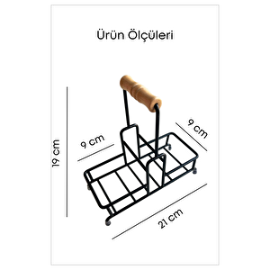 Metal Standlı Ahşap Detaylı Sıvı Sabunluk Diş Fırçalık Mutfak Banyo Seti- Şeffaf