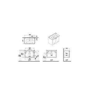 Root Classic 68722 Lavabo Dolabı, Kapaklı, Mat Beyaz, 80 cm