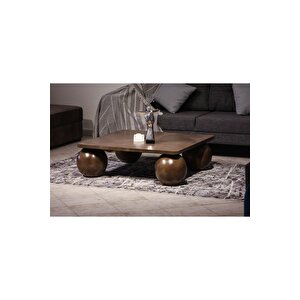 Top Sehpa & Küre Sehpa Kare 30mm Mdf Orta Sehpa - 4'lü Koyu Ceviz