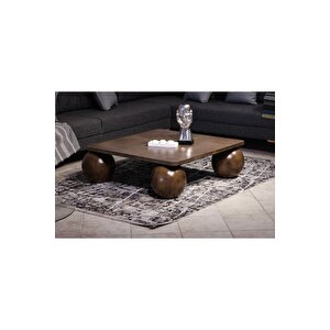 Top Sehpa & Küre Sehpa Kare 30mm Mdf Orta Sehpa - 4'lü Koyu Ceviz