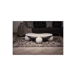 Top Sehpa & Küre Beyaz Mdf Orta Sehpa - Beyaz Traverten Desen