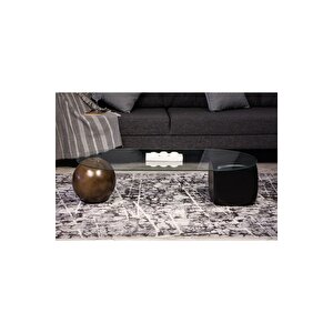 Top Sehpa & Küre Sehpa Oval Cam Orta Sehpa - Koyu Ceviz & Siyah Zar
