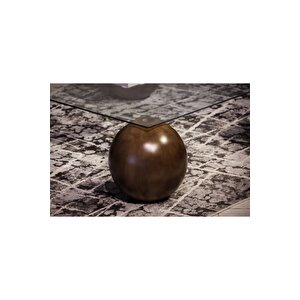 Modern Top Sehpa & Küre Sehpa Kare Cam Orta Sehpa - 4'lü Koyu Ceviz
