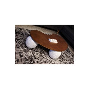 Modern Top Sehpa & Küre Ceviz Mdf Orta Sehpa - Beyaz Desenli