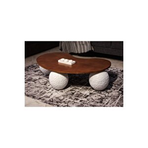Modern Top Sehpa & Küre Ceviz Mdf Orta Sehpa - Beyaz Desenli