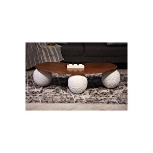 Modern Top Sehpa & Küre Ceviz Mdf Orta Sehpa - Beyaz Desenli