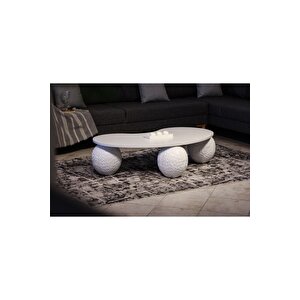 Top Sehpa & Küre Beyaz Mdf Orta Sehpa Beyaz Desenli