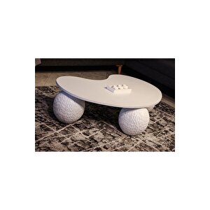 Top Sehpa & Küre Beyaz Mdf Orta Sehpa Beyaz Desenli