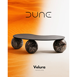 Top Sehpa & Küre Füme Cam Orta Sehpa - Dune Traverten Desen