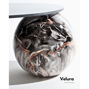 Top Sehpa & Küre Füme Cam Orta Sehpa - Dune Traverten Desen