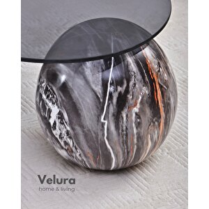 Top Sehpa & Küre Füme Cam Orta Sehpa - Dune Traverten Desen