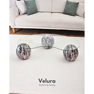 Top Sehpa & Küre Cam Orta Sehpa - Dune Traverten Desen