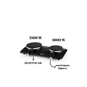 Inova Gobi 2 Li Elektrikli Ocak Çiftli Hotplate 1000w + 1500w