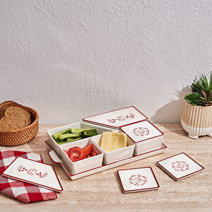 Bird Red 11 Parça Tepsili Kahvaltılık