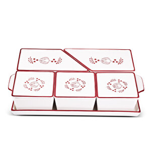 Bird Red 11 Parça Tepsili Kahvaltılık