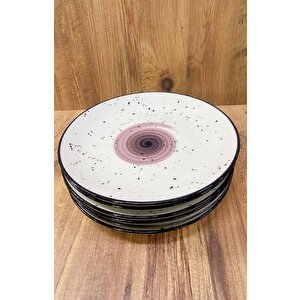 Porselen Servis Tabağı 6 Adet Naturel Tasarım 25 Cm Özel Çalışma