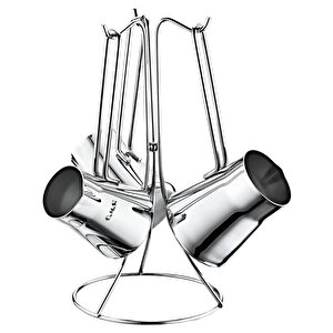 Oms 7034 Çelik Cezve Takımı 4 Parça Silver