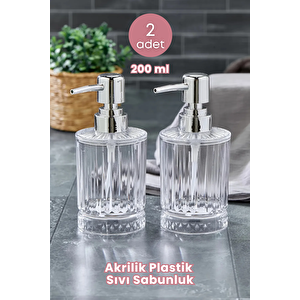 2 Adet Akrilik Kristal Sıvı Sabunluk Mutfak Banyo Sabunluk Seti- 200 Ml Cam Deği̇ldi̇r