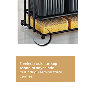 Metal Standlı Ahşap Desenli Sıvı Sabunluk Mutfak Banyo Seti-sünger Ve Bez Hediyeli