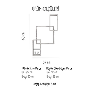 İç Içe Geçen Ahşap Üçlü Dekoratif Çerçeve Duvar Rafı-ev Dekorasyonu- Gri Bambu Ceviz Renkleri