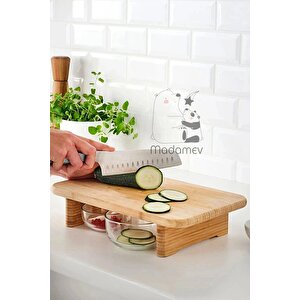 Standlı Bambu Doğrama Tahtası Ayaklı Sunumluk Tezgahüstü Kesme Tahtası Büyük Boy Kesim Panosu 36x22