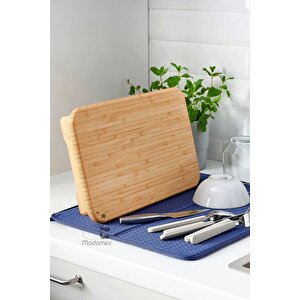 Standlı Bambu Doğrama Tahtası Ayaklı Sunumluk Tezgahüstü Kesme Tahtası Büyük Boy Kesim Panosu 36x22