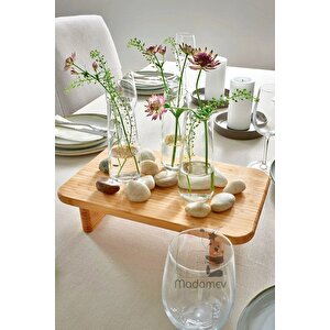 Standlı Bambu Doğrama Tahtası Ayaklı Sunumluk Tezgahüstü Kesme Tahtası Büyük Boy Kesim Panosu 36x22